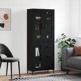 vidaXL Visoka komoda črna 69,5x34x180 cm inženirski les | Shoptok.si