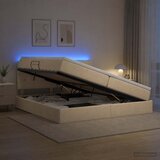  LED krevet za pohranu s madracem Krem 200 x 200 cm Tkanina | shoptok.hr