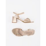 GOODIN Golden elegant sandals on a low heel | Shoptok.si