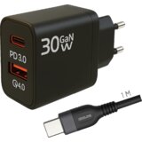 Redline polnilnik s kablom USB-C, 1 x USB-A, 1 x USB-C, 30W - GL30AC+CC-1M | Shoptok.si
