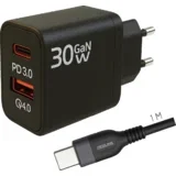 polnilnik s kablom USB-C, 1 x USB-A, 1 x USB-C, 30W - GL30AC+CC-1M