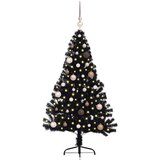 vidaXL Umjetna preddekorirana božićna jelka Črna 150 cm PVC | Shoptok.si