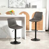  Set od 2 barske stolice u retro stilu uključujući oslonac za noge podesiva visina plinski podizač tamno sive boje | shoptok.hr