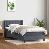 vidaXL Box spring postelja z vzmetnico temno siva 80x210 cm žamet | Shoptok.si
