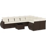 Maison Chic Seti vrtnega pohištva - Vrtna garnitura - Vrtni pohištvo set 10-delna z blazinami rjava poli ratan, (21811681) | Shoptok.si