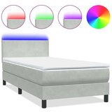 Box Spring krevet s madracem svijetlo sivi 90x220 cm baršun | shoptok.hr