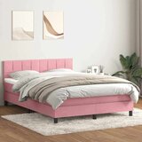Box spring postelja z vzmetnico roza 160x220 cm žamet, (21791779) | Shoptok.si