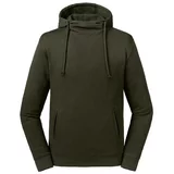 RUSSELL Olive Unisex Sweatshirt Pure Organic High Collar Hooded Sweat