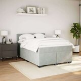vidaXL Box spring postelja z vzmetnico svetlo siva 160x200 cm žamet | Shoptok.si