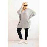 Kesi Włoski Women's Plus Size Sweater with Mohair Poncho gray | Shoptok.si