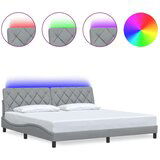  Posteljni okvir z LED brez vzmetnice svetlo siv 200x200cm blago, (21790768) | Shoptok.si