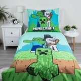 Jerry Fabrics Zelena/modra enojna bombažna otroška posteljnina 140x200 cm Minecraft "Mobs Here" – | Shoptok.si