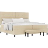  Postelja z box springom z vzmetnico in klopjo kremne barve 200x200 cm tkanina, (22081065) | Shoptok.si