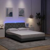 vidaXL Posteljni okvir z LED brez vzmetnice svetlo siv 140x190cm blago | Shoptok.si