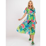 Fashion Hunters Green one size pleated dress with short sleeves | shoptok.hr