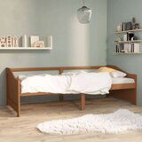 vidaXL trosed z ležiščem medeno rjava trdna borovina 90x200 cm | Shoptok.si