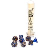 Chessex kockice - borealis - polyhedral - azurite & gold (7)