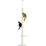 PawHut Mačje drevo, mačje drevo do stropa, 220–260 cm, nastavljivo po višini, zaščita pred prevračanjem, (5000238663) | Shoptok.si
