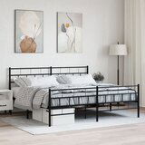 Maison Chic Kovinski Posteljni okvir - Dvoposteljna postelja - Zakonska postelja z vzglavjem in vznožjem črn 183x213 cm, (21695646) | Shoptok.si