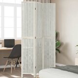  Sobna pregrada s 3 panela bijela od masivnog drva paulovnije 40 x 220 cm | Shoptok.si