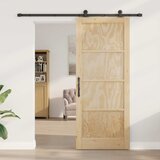  Klizna vrata Prirodna i crna 86 x 211 cm Masivna borovina | shoptok.hr