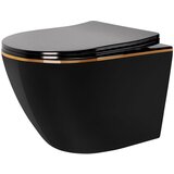 Rea Viseća WC ŠKOLJA Rea CARLO Mini Rimless Duroplast Flat Black Gold Edge | shoptok.hr