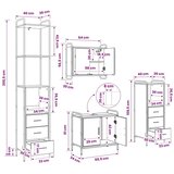  Set ormarića za kupaonicu 4 kom. Dimljeni hrast - Dimljeni hrast Ormarić ispod sudopera (2 vrata) + viseći ormarić + kupaonski o | shoptok.hr