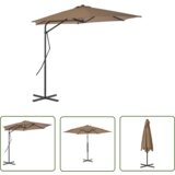  The Living Store Zunanji senčnik z jeklenim drogom 300 cm taupe - Senčnik, (21742656) Cene