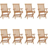 The Living Store Zložljivi vrtni stoli 8 kosov trdna tikovina - Vrtni Stol, (21464329) | Shoptok.si