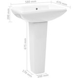  Samostojeći umivaonik keramički bijeli 580 x 470 x 200 mm | shoptok.hr