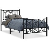 vidaXL Metalni okvir kreveta uzglavlje i podnožje crni 90 x 200 cm Cijene