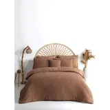 Smeđa posteljina za bračni krevet/za produženi krevet od renforce pamuka 240x220 cm Waffle Striped –
