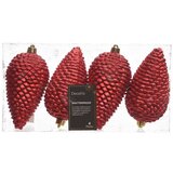 Dekordom novogodišnji set šišarki za jelku 4pcs 12cm 028522 - Christmas red - KMG Cene