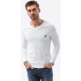 Ombre Majice z dolgimi rokavi Moška srajca dolgi rokavi (L134WHITE) pisana | Shoptok.si