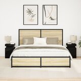 vidaXL Nočna omarica z LED lučmi 2 kosa Črna hrast 35x39x55 cm, (22008205) | Shoptok.si