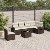 Maison Chic Seti vrtnega pohištva - Vrtna garnitura - Vrtni pohištvo set 7-delna z blazinami rjav poli ratan, (21803608) | Shoptok.si