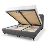 Makamii Tamno sivi tapecirani bračni krevet s prostorom za odlaganje s podnicom 180x200 cm Makapu – | shoptok.hr