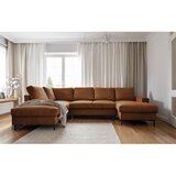 Miuform Narančasta/smeđa sklopiva kutna garnitura od samta (s lijevim kutom) Lofty Lilly – | shoptok.hr
