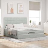 vidaXL Otomanski posteljni okvir z vzmetnicami siv 160x200 cm žamet | Shoptok.si
