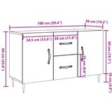  Komoda boja hrasta artisan 100 x 36 x 60 cm konstruiranog drva | shoptok.hr