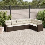  7-dijelni set vrtnih sofa od poliratana s jastucima smeđi | shoptok.hr