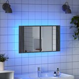 vidaXL LED kopalniška omarica z ogledalom siva sonoma 80x12x45 cm | Shoptok.si