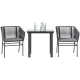  3-dijelni vrtni blagovaonski set s jastucima od crnog | shoptok.hr