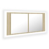 LED kupaonski ormarić s ogledalom boja hrasta 100x12x45 akrilni | shoptok.hr