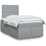 vidaXL Box spring postelja z vzmetnico svetlo siva 120x200 cm blago, (21309755) | Shoptok.si