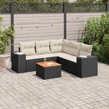  6-dijelni set vrtnih sofa s jastucima crni od poliratana | shoptok.hr