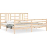 The Living Store Posteljni okvir z vzglavjem 200x200 cm trden les - Posteljni Okvir, (21531793) | Shoptok.si