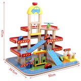 ECO TOYS drvena garaža s autićima i helikopterom Slike