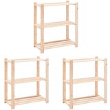 vidaXL Stalci za pohranu s 3 razine 3 kom 80x38x90 cm borovina 150 kg | shoptok.hr
