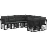  Set vanjskih sofa s jastukom 8 pcs Crna i tamno siva Poliester | shoptok.hr